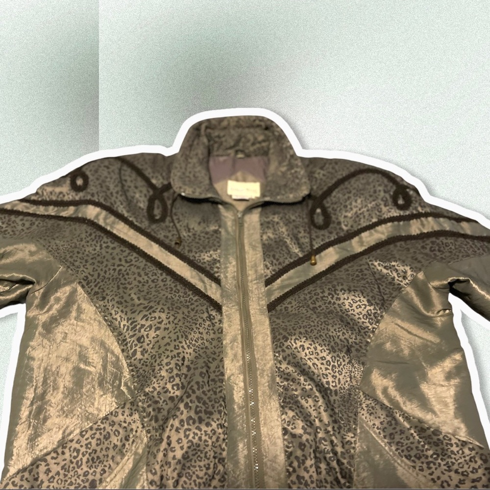Vintage BOUNDARY WATERS Womens Jacket *EUC* Dark Green w/Black Accents & Leopard